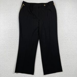 Calvin Klein Dress Pants Womens 14 Black Gold Zipper Career Trousers Casual Work